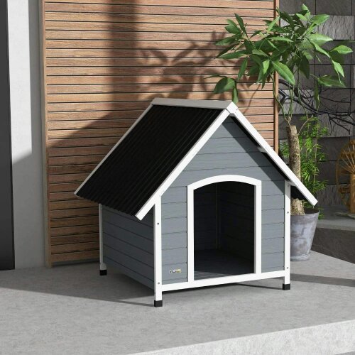 Bobobiy Outdoor Dog Kennel, Wooden Dog House, with Removable Floor, Anti-Corrosion Wood, for Large Dogs, 106.5H x 110W x 98Dcm