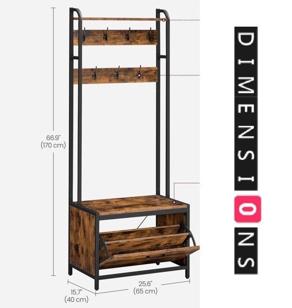 Modcraft Industrial Coat Rack with Shoe Storage