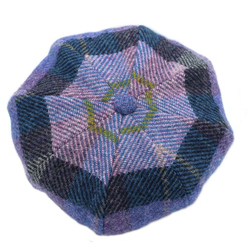 Heather Hats & Accessories Harris Tweed Luxury 8-Panel Traditional Tweed Flat Cap, Satin Lining, Outdoor Wear, Lilac