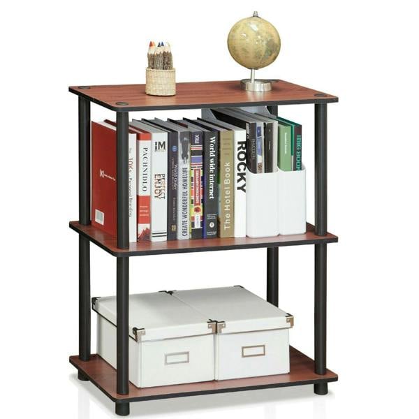 WALPLUS Modern /BK Turn-N-Tube 3-Tier Compact Multipurpose Shelf Display Rack, Dark Cherry for Bedroom - SKU 10024DC