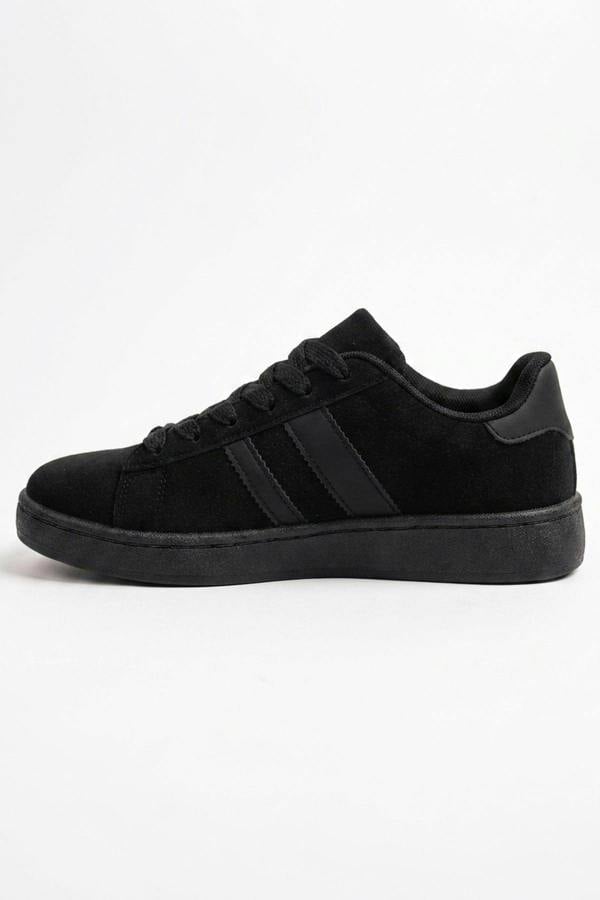 Constance Faux Suede Stripe Trainers - Black