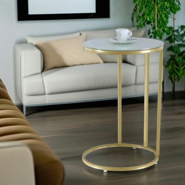 Rafaelo Mobilia Round C Shaped Side Table Gold