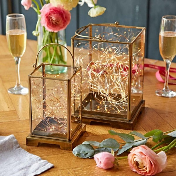 Paper High Antique Brass Candle Lantern