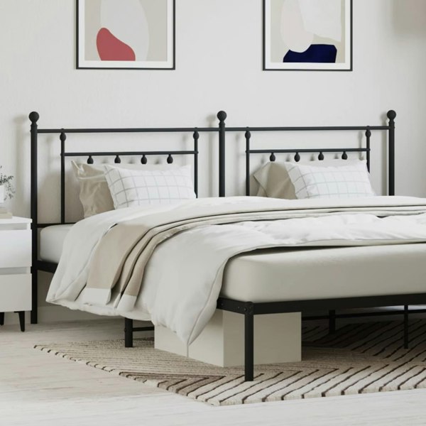 Berkfield Metal Headboard Black 200 cm