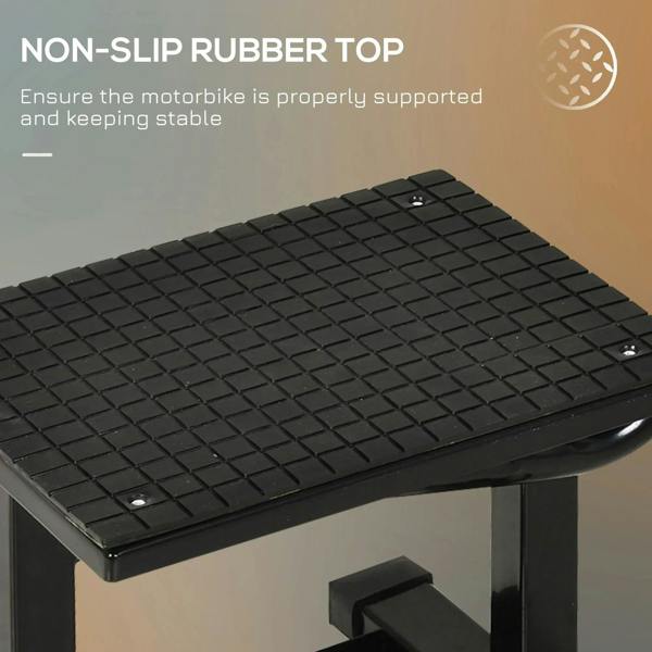 Black non-slip rubber top with raised grid texture on steel jack lift