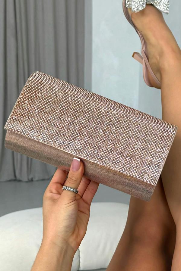 Crystal Sparkle Clutch Bag Rose Gold