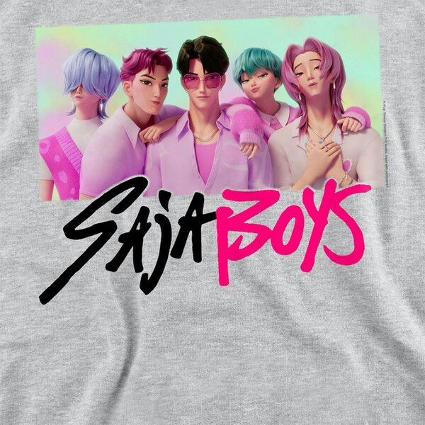 K-Pop Demon Hunters Unisex Adult Saja Boys Photo Frame Sweatshirt - Heather Grey