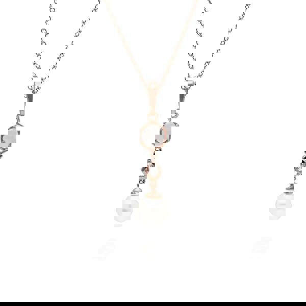 270P030702925 Modern Pearl, Moonstone & Topaz Drop Pendant in Rose Gold Plated Silver 1