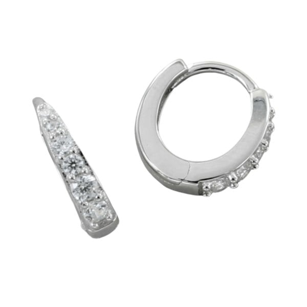 Oval Hoop Sparkle Earrings in Sterling Silver - Reeves & Reeves