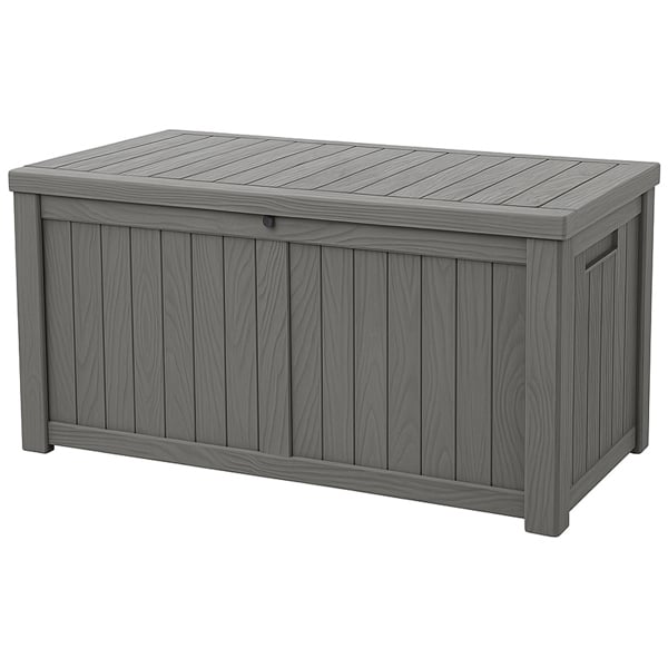 Homeology TUNGSTEN 450 Litre 119 Gallon Waterproof Extra Large Lockable Easy-Open Garden Storage Box in Grey