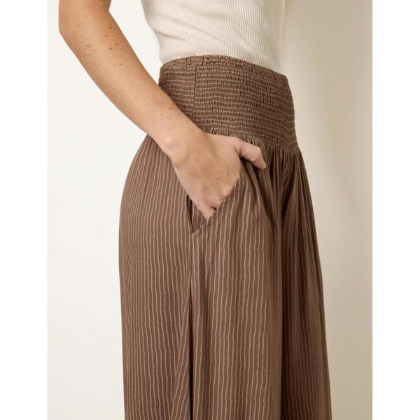 Blue Vanilla Wide Leg Shirred Waist Wavy Trousers