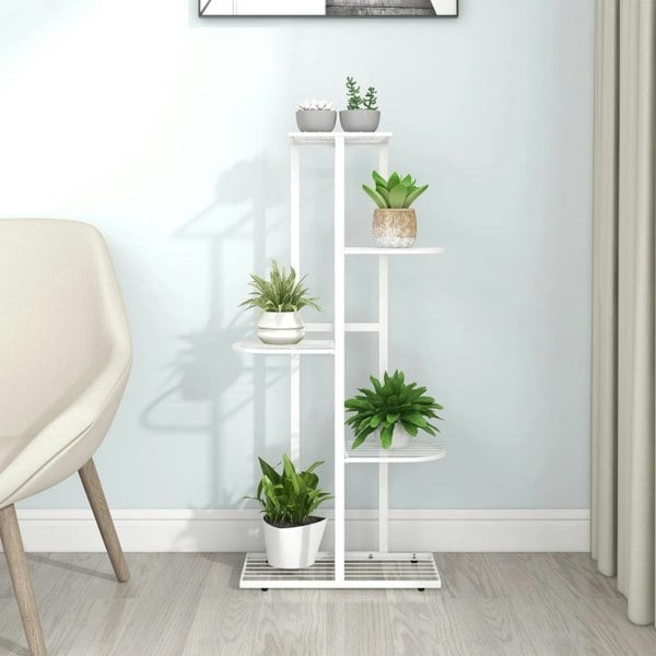 Berkfield 5-Floor Flower Stand 43x22x98 cm White Metal
