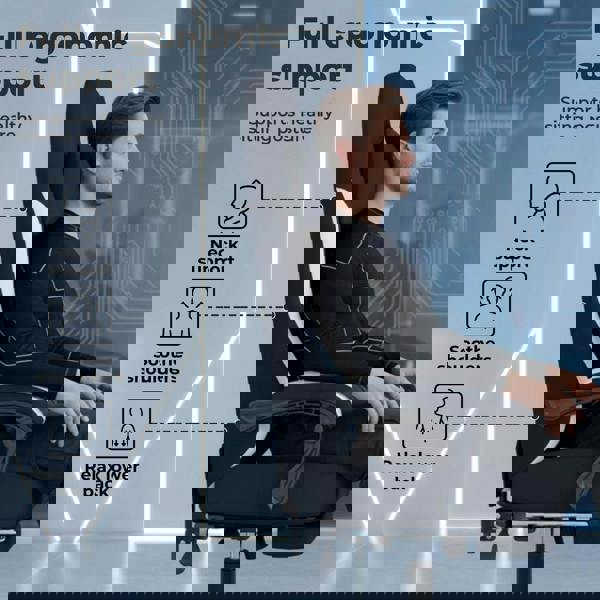 Levede Office Desk Chair Fabric Gaming Recliner Adjustable Height Swivel Black