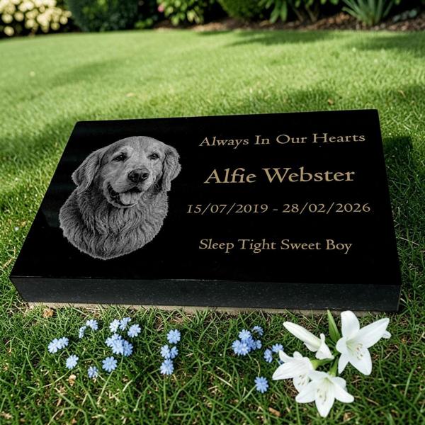 Memorials Direct Dog Memorial Granite Photo Tablet