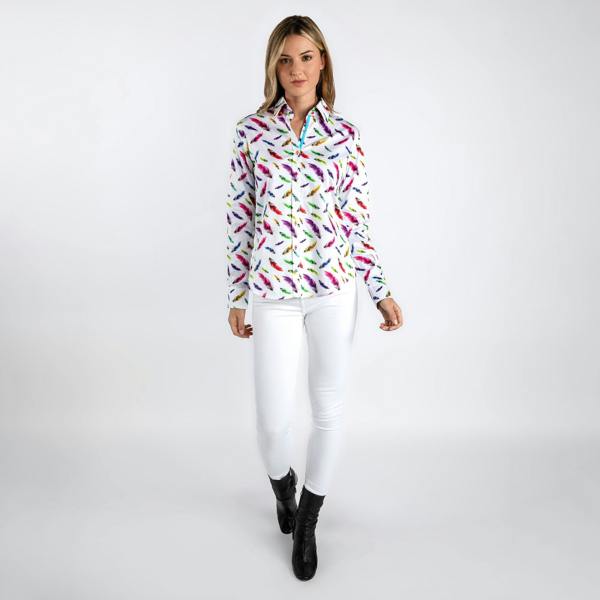 MULTICOLOUR FEATHERS WOMENS  PRINT SHIRT - Premium Men's Patterned Shirt by Claudio Lugli | Bold Design, Tailored Fit, Best Printed Shirts