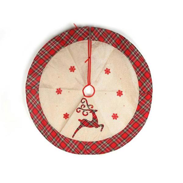 Christmas Tree Skirt Set of 4 Hanging Decorations with Snowflake Printed Burlap Style image 1