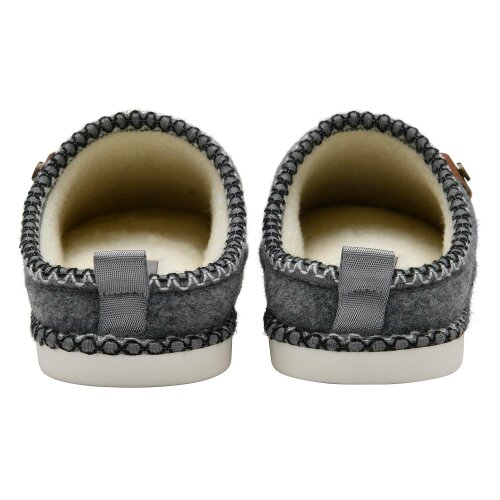 Dunlop Ladies Felt Look Mule Slippers Grey Oatmeal Warm Plush UK 3-8