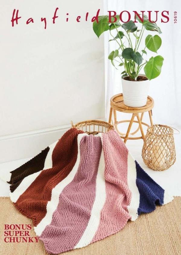 Hayfield Bonus Super Chunky Knitting Pattern 10619, Blankets One Size - Easy