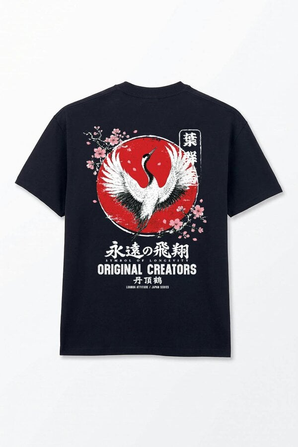 London Attitude Japanese Crane Oversized Heavyweight T-Shirt