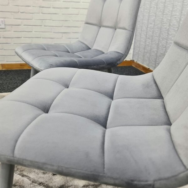 Kosy Koala Dining Chairs Set of 2 Grey Velvet Kitchen Chairs