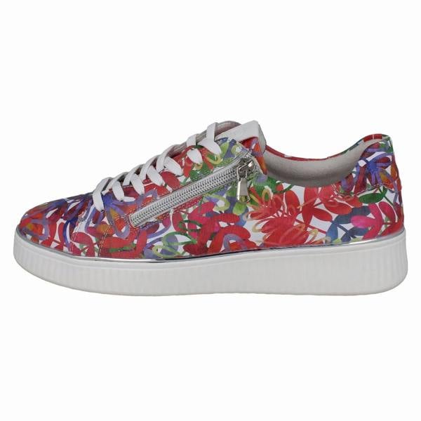 Remonte Ladies Remonte Floral Leaf Pattern Leather Trainers D2E02