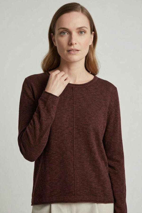 Brown | Long Sleeve Relaxed Lightweight Knit Top
