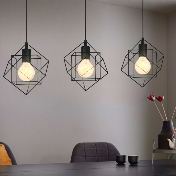 EGLO Straiton Black Steel Modern Geometric 3-Light Pendant
