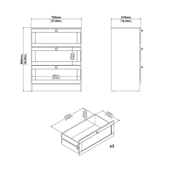 Furniture To Go Brande Chest with 3 Frame Drawers in Jackson Hickory