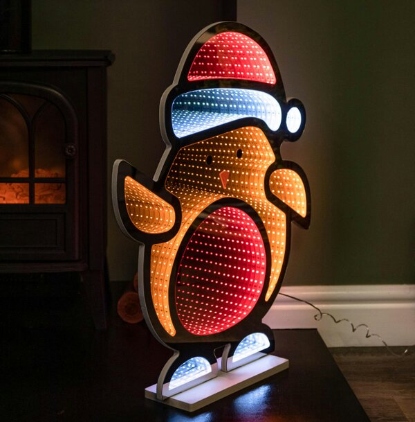Samuel Alexander 60cm Light up Robin in Santa Hat Christmas Infinity Decoration with LEDs