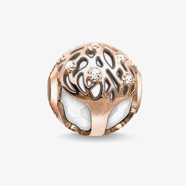 THOMAS SABO Rose Gold Plated Tree Of Life White Karma Bead K0169-841-14