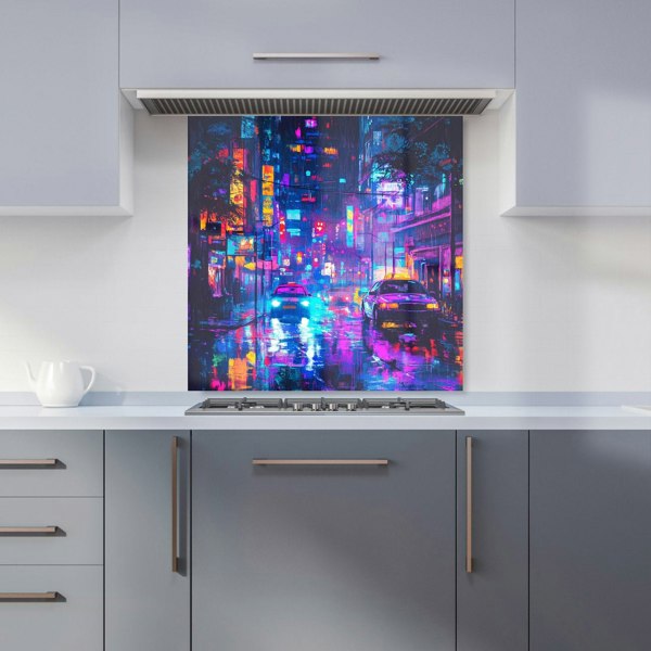 Warren Reed Abstract Tokyo Streets Glass Kitchen Splashback - 00026