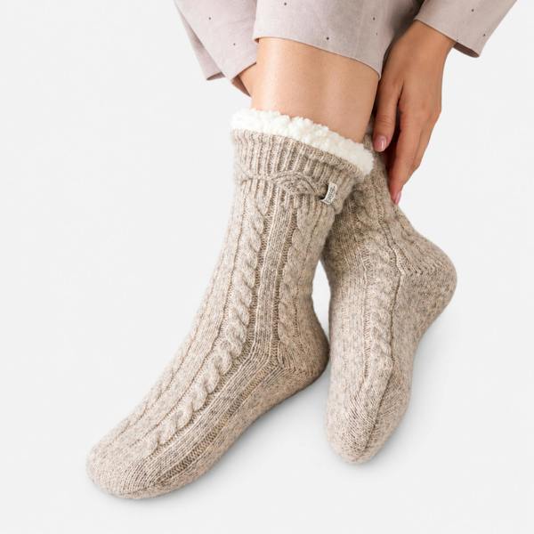 Totes TEXTURE SLIPPER SOCKS Slipper Socks Slipper Socks   in  Cream