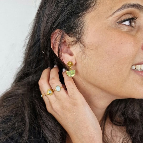 Hammered Peridot August Birthstone Earrings