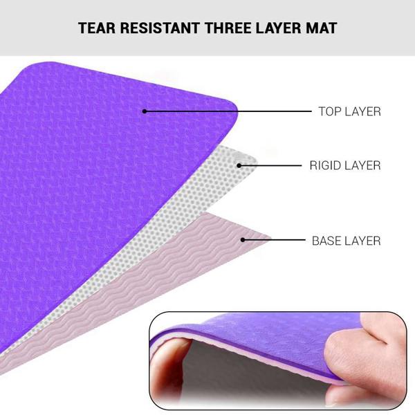ROMIX Pro Yoga Mat with Alignment Lines, 6mm Non Slip Lightweight Exercise Mat with Carry Bag and Strap