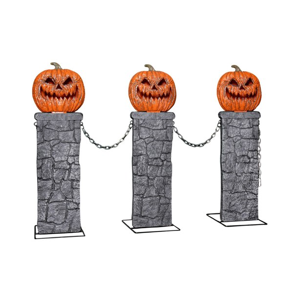 Samuel Alexander 97cm x 1.2m Battery Powered Light up Halloween Pumpkin Fence with LEDs