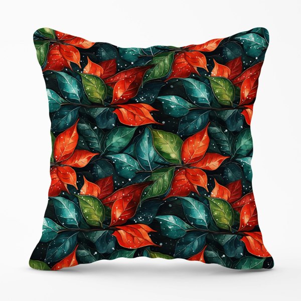 Warren Reed Christmas Watercolour Holly Leaf Cushions