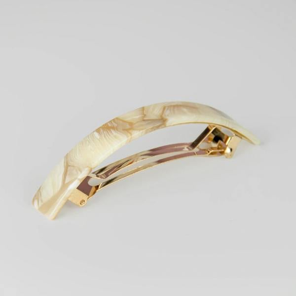 Narrow Arched Barrette Clip in 11cm Oat Latte Handmade French Hair Accessories at Tegen Accessories