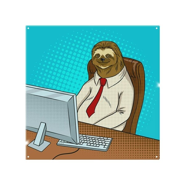 Benjamin Tate Design Sloth animal office worker pop art retro Designer Splash Back