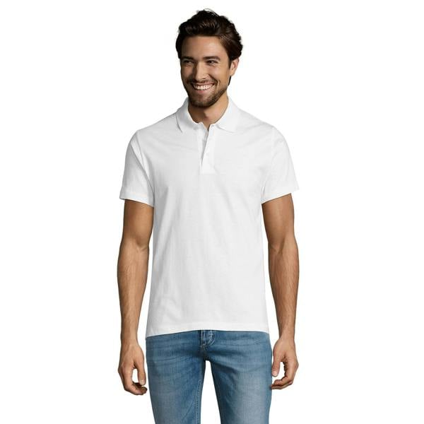 SOLS Mens Prescott Jersey Short Sleeve Polo Shirt - White