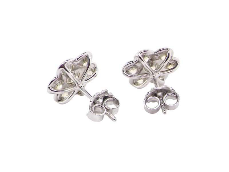 A pair of Diamond Cluster Earrings rear view