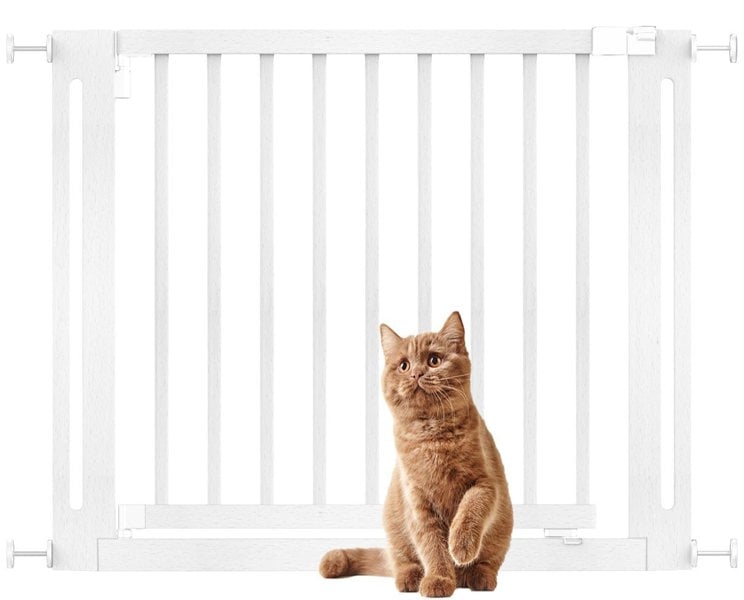 Bettacare Wooden Elegance Dog Gate, White, 95cm - 103cm, Pressure Fit Pet Gate, 73cm Extra Wide Doorway, Easy Installation