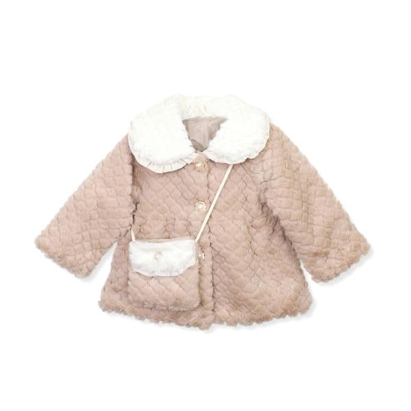 Cinda Faux Fur Coat with Matching Shoulder Bag