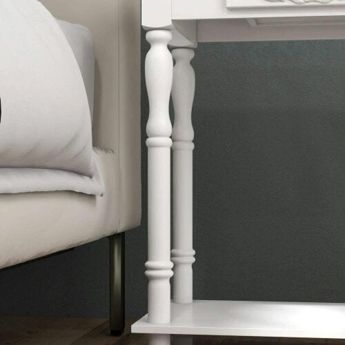 Bobobiy Console Table Modern Sofa Side Desk with Storage Shelves Drawers for Living Room Entryway Bedroom White