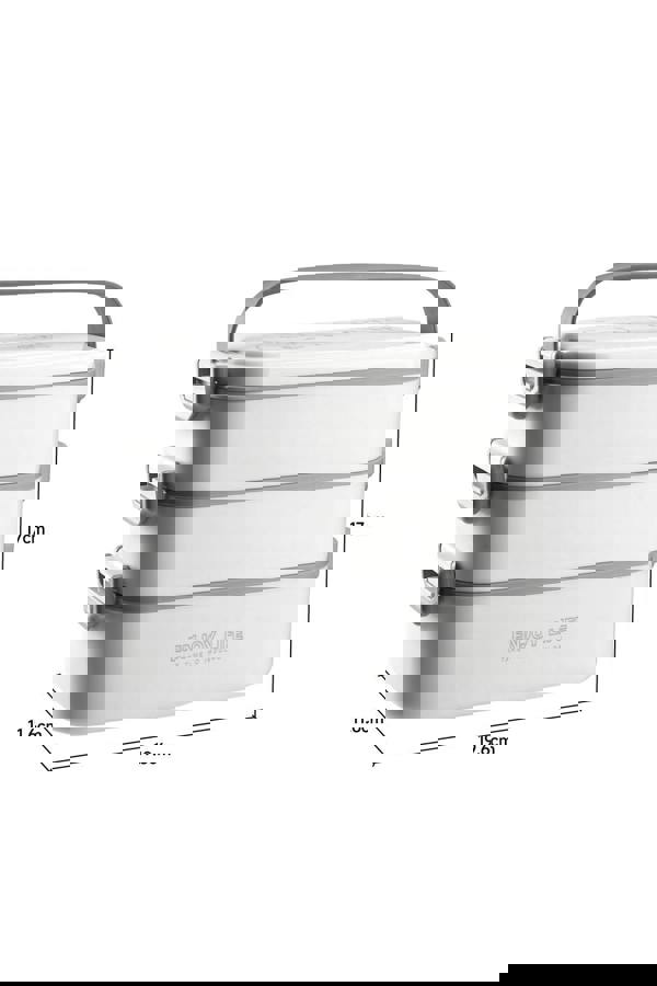 Living and Home 3-Layer Stackable 2700ML Bento Lunch Box 6-Grid Container with Handle & Cutlery - White