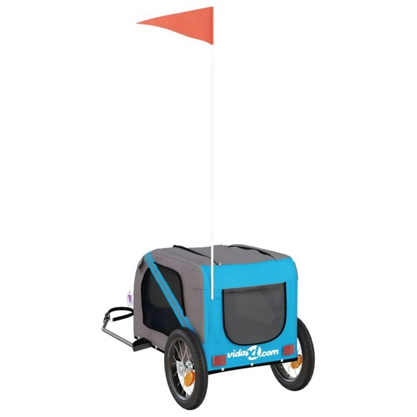 Berkfield Dog Bike Trailer Blue and Grey Oxford Fabric and Iron