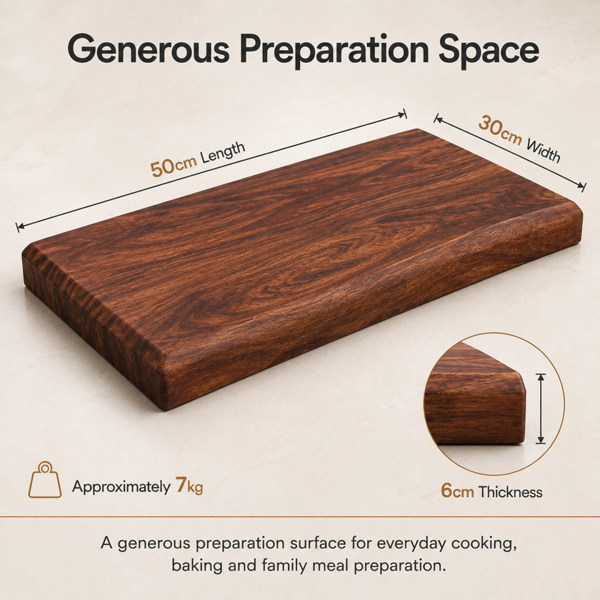Downton Interiors Sussex Pro Chef Bevelled Edge Acacia Wood Chopping Board - Large (50cm x 30cm)