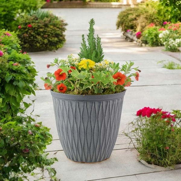 Vibrant Summer Planted Container – 26cm Decorative Outdoor Planter with Seasonal Flowers Plants By Post