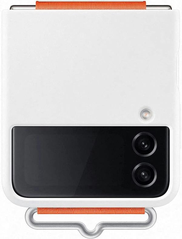 Samsung Galaxy Z Flip 4 Silicone Cover with Strap White - EF-GF721TWEGWW