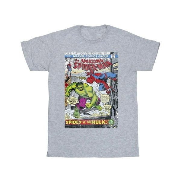 Marvel Boys Spider-Man VS Hulk Cover T-Shirt - Sports Grey