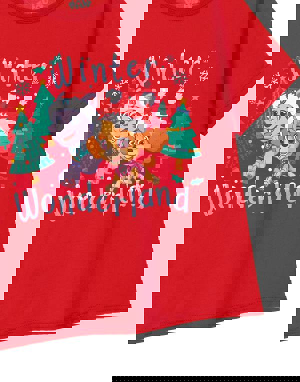 Paw Patrol Girls Red Winter Wonderland Short Sleeved T-Shirt
